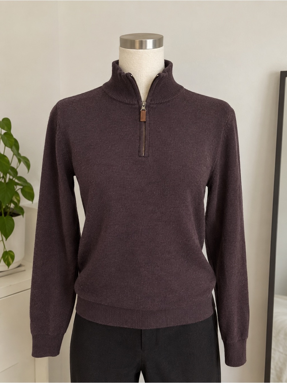 Unisex Half-Zip Sweater Pullover - Deep Plum